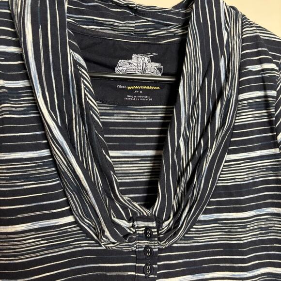 Anthropologie Pilcro & Letterpress Raining Lines Striped Henley Blue Size Medium - Picture 5 of 9
